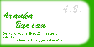 aranka burian business card